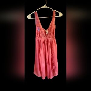 In Bloom Women's Pink Baby Doll Sheer V-neck Lightweight Chemise Nightgown, Sz M